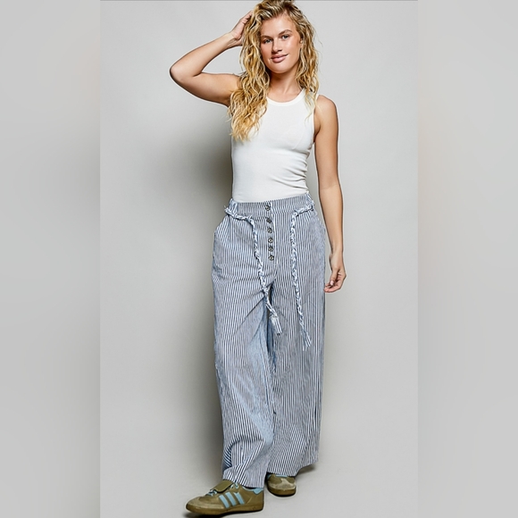 #1341 POL Coastal Stripe Wide-Leg Pants - Picture 2 of 6